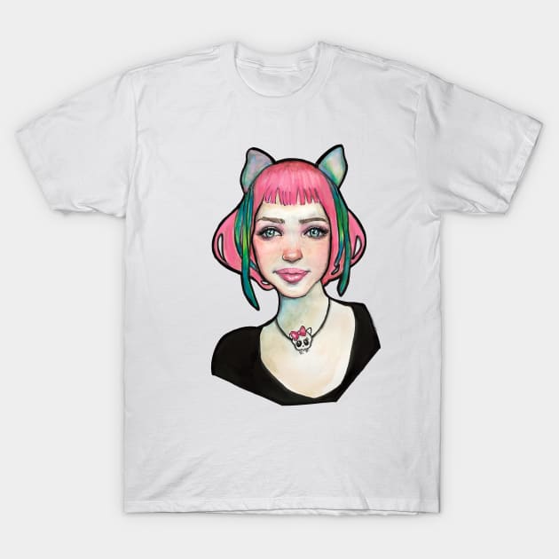Kitty skull love T-Shirt by Nidimar